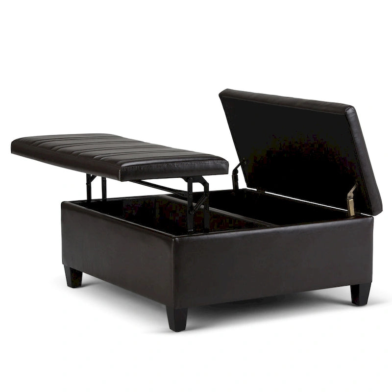 Pouf-table carré contemporain de 36 pouces de large