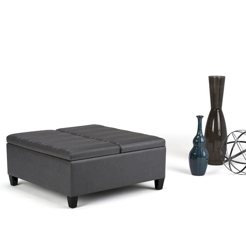 Pouf-table carré contemporain de 36 pouces de large