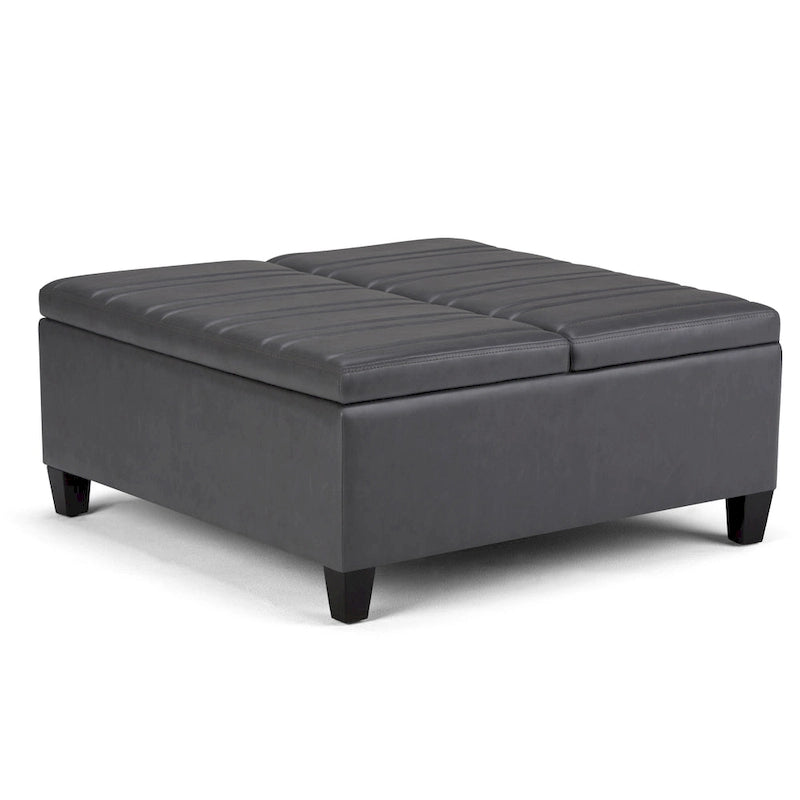 Pouf-table carré contemporain de 36 pouces de large