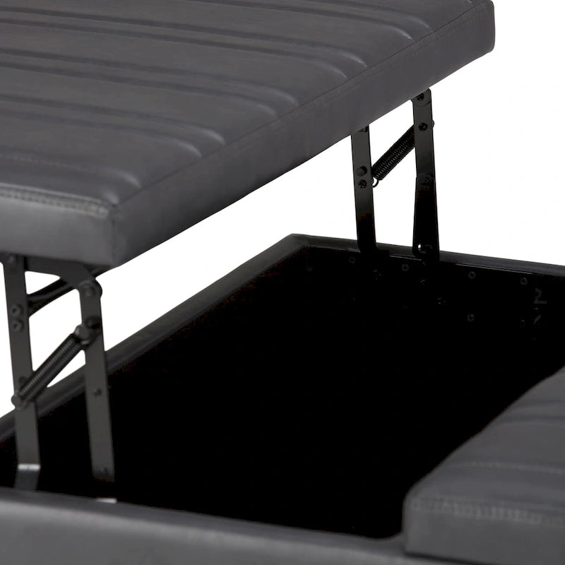 Pouf-table carré contemporain de 36 pouces de large