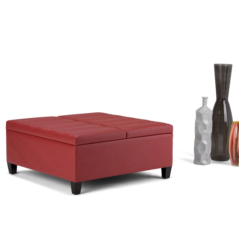 Pouf-table carré contemporain de 36 pouces de large