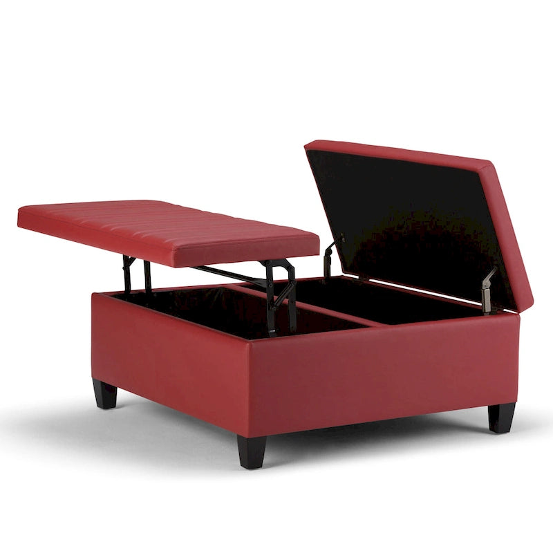 Pouf-table carré contemporain de 36 pouces de large