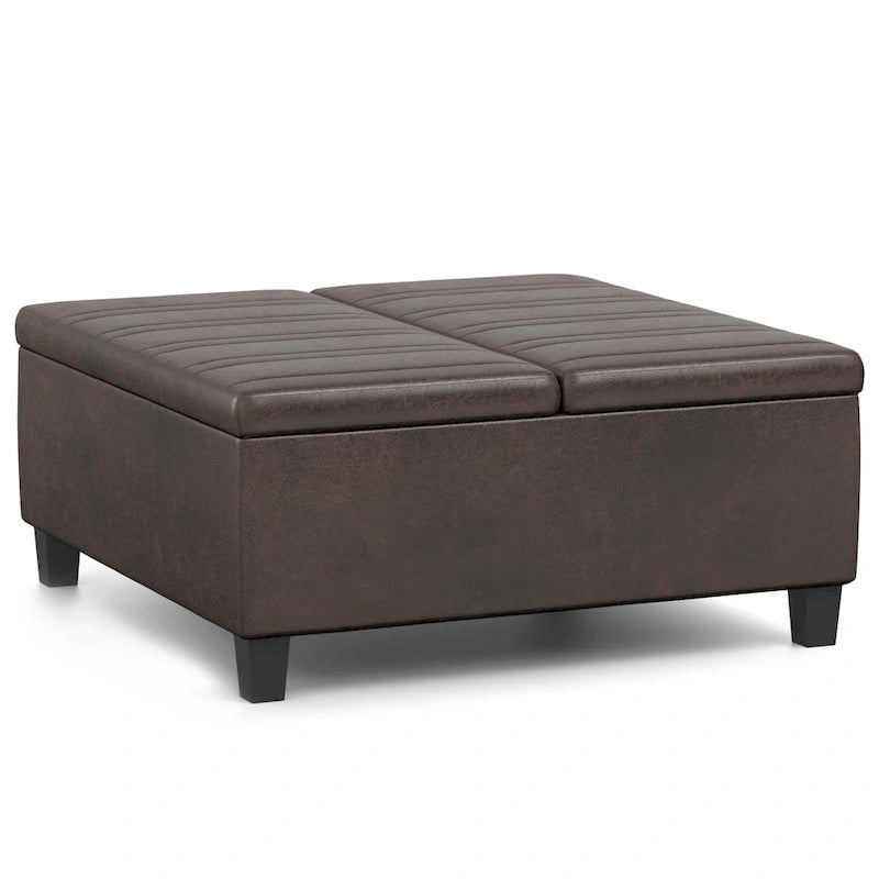 Pouf-table carré contemporain de 36 pouces de large