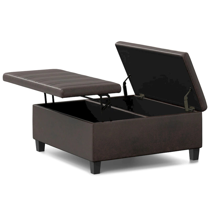 Pouf-table carré contemporain de 36 pouces de large