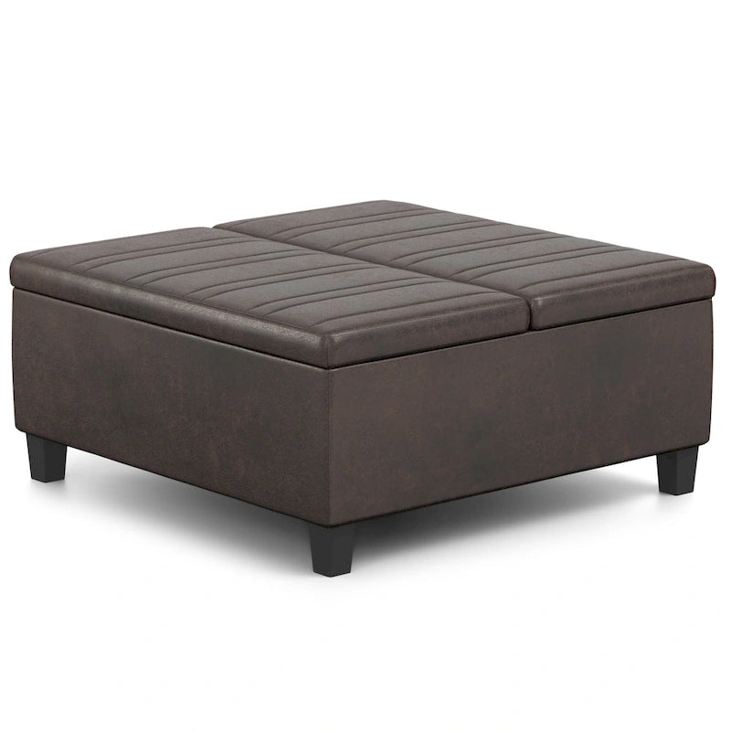 Pouf-table carré contemporain de 36 pouces de large