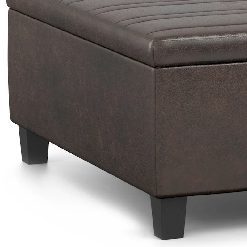Pouf-table carré contemporain de 36 pouces de large
