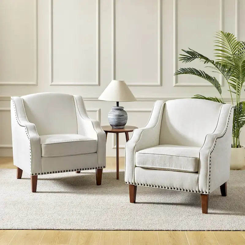 Rivet-Trimmed Armchairs (Set of 2)
