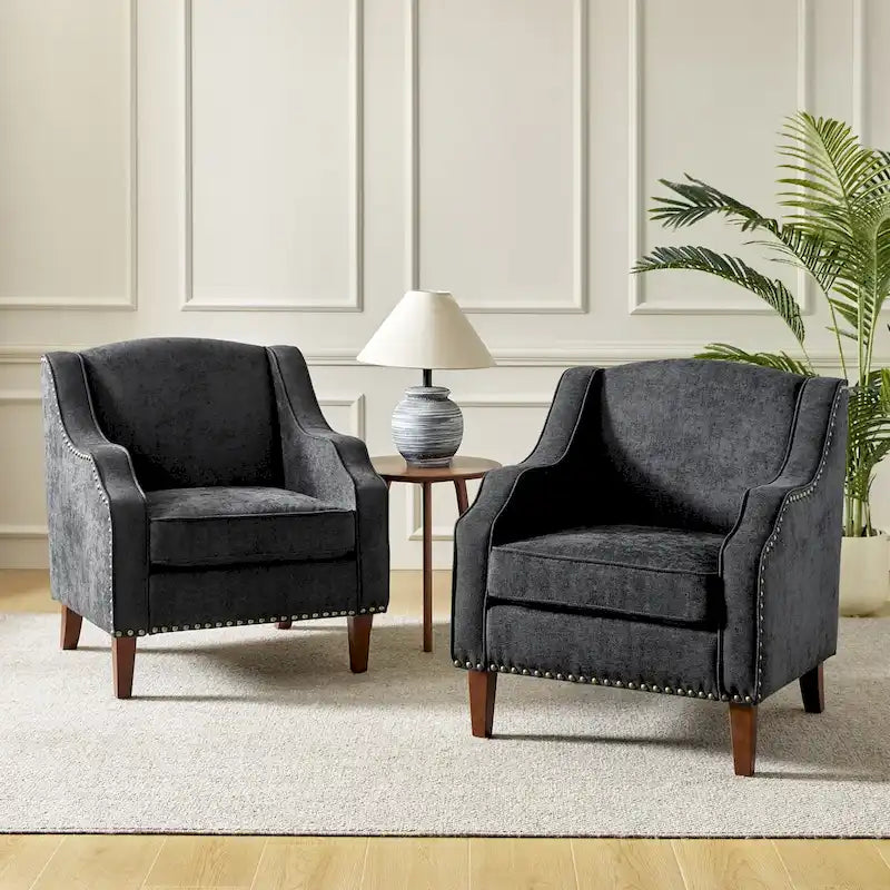 Rivet-Trimmed Armchairs (Set of 2)