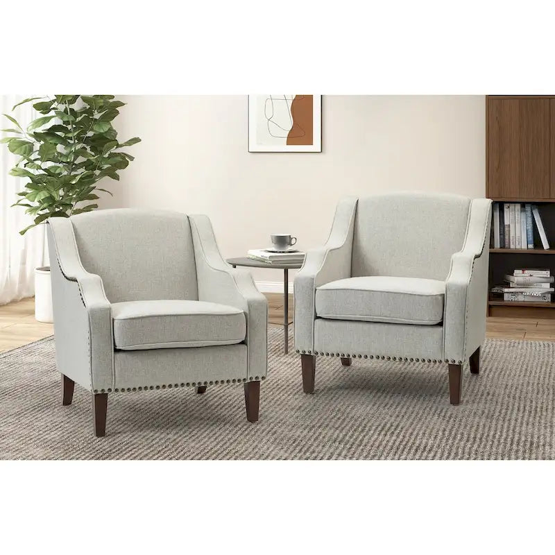 Rivet-Trimmed Armchairs (Set of 2)