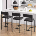 Lot de 2 tabourets de bar, tabourets de bar de cuisine avec repose-pieds, tabourets de bar en PU rembourrés, chaises de bar pour îlot de cuisine, comptoir, noir classique