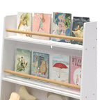 Étagère à livres pour enfants avec organisateur de jouets, bibliothèque à 3 niveaux en bois pour enfants, organisateur de rangement de jouets avec pieds, étagère pour chambre d'enfants, blanc