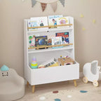 Étagère à livres pour enfants avec organisateur de jouets, bibliothèque à 3 niveaux en bois pour enfants, organisateur de rangement de jouets avec pieds, étagère pour chambre d'enfants, blanc