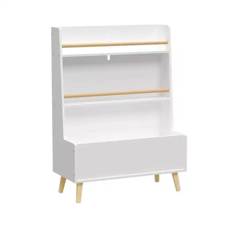 Étagère à livres pour enfants avec organisateur de jouets, bibliothèque à 3 niveaux en bois pour enfants, organisateur de rangement de jouets avec pieds, étagère pour chambre d'enfants, blanc