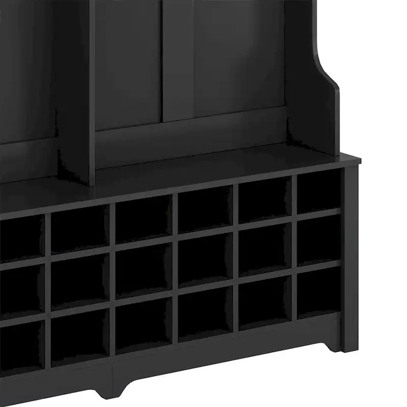 Vestiaire multifonctionnel avec patères, étagères et 24 casiers à chaussures