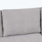 Canapé d'angle moderne réversible 3 places, avec méridienne de rangement et 2 poufs