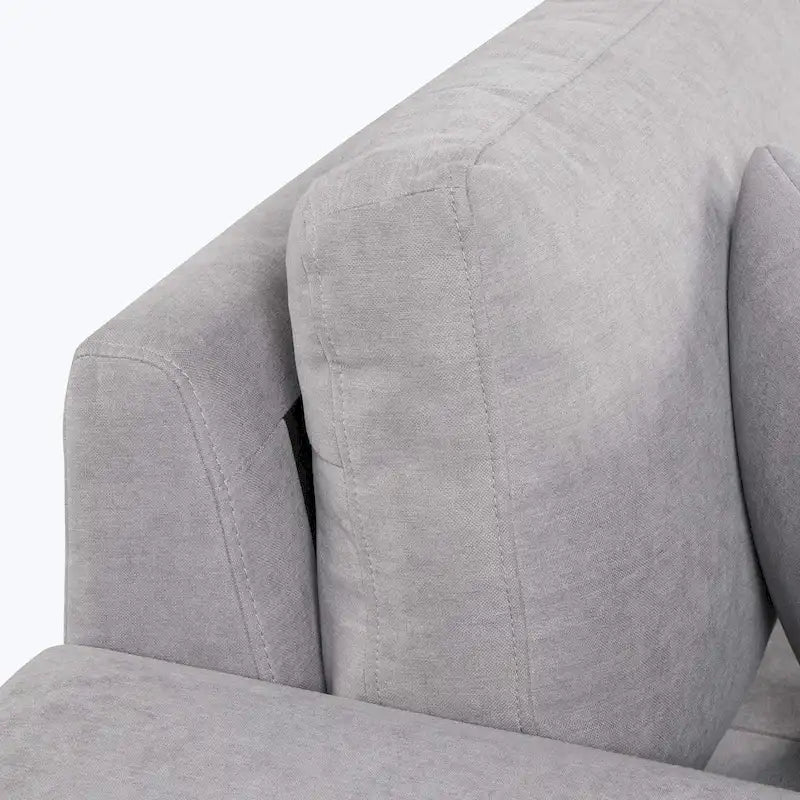 Canapé d'angle moderne réversible 3 places, avec méridienne de rangement et 2 poufs