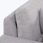 Canapé d'angle moderne réversible 3 places, avec méridienne de rangement et 2 poufs