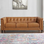 Ensemble canapé, causeuse et fauteuil en cuir pleine fleur Hydeline Arvo avec plumes, mousse à mémoire de forme et ressorts