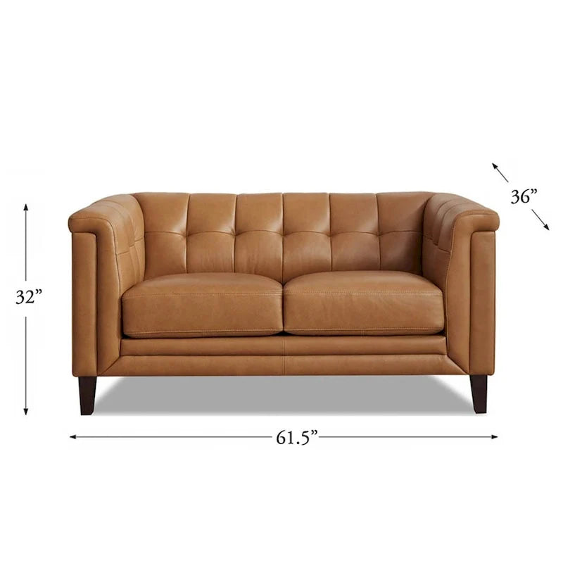 Ensemble canapé, causeuse et fauteuil en cuir pleine fleur Hydeline Arvo avec plumes, mousse à mémoire de forme et ressorts