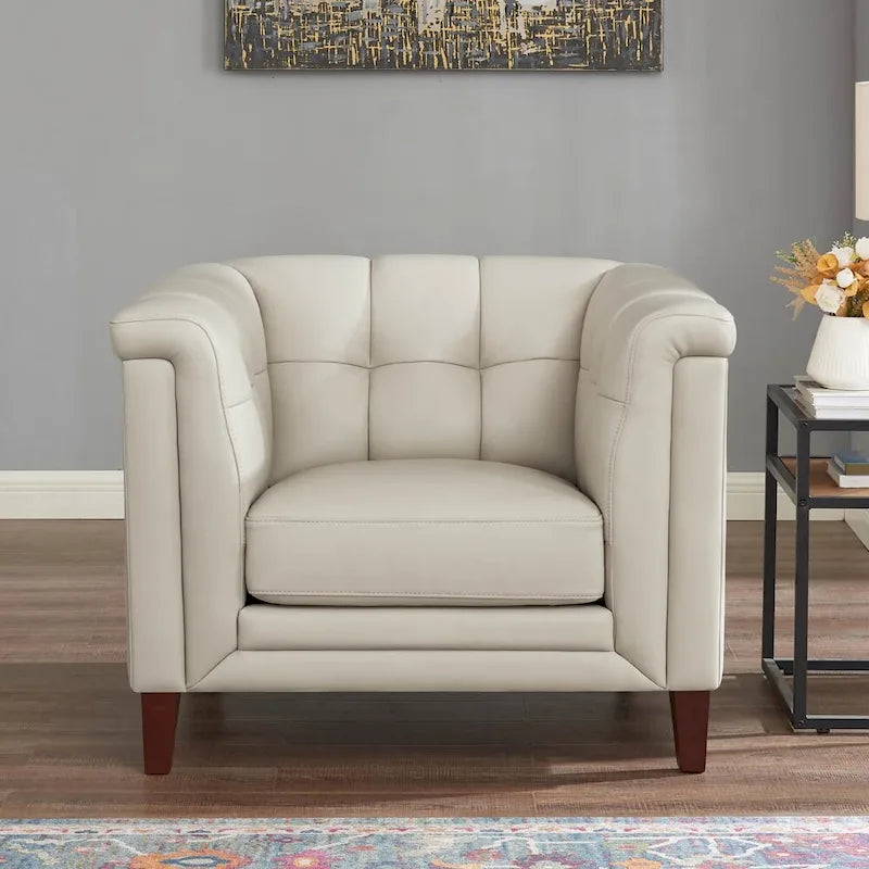 Ensemble canapé, causeuse et fauteuil en cuir pleine fleur Hydeline Arvo avec plumes, mousse à mémoire de forme et ressorts
