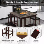 Costway Ensemble de Table de Bar 5 Pièces, Table à Manger Carrée et 4 Tabourets de Bar Rembourrés en Cuir PVC Marron/Blanc