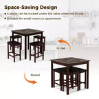 Costway Ensemble de Table de Bar 5 Pièces, Table à Manger Carrée et 4 Tabourets de Bar Rembourrés en Cuir PVC Marron/Blanc