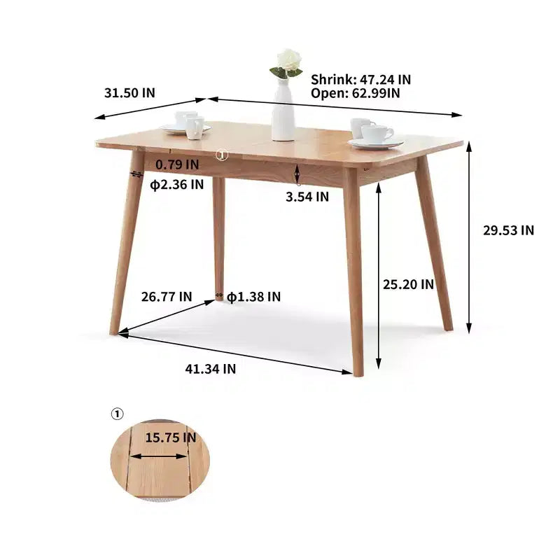 Table de salle à manger moderne, Tables de cuisine et de salle à manger, Finition imperméable, Table de cuisine anti-rayures en bois massif