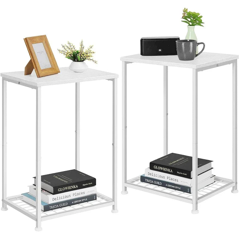 2 Tier Small End Table with Open Storage Shelf,Set of 2