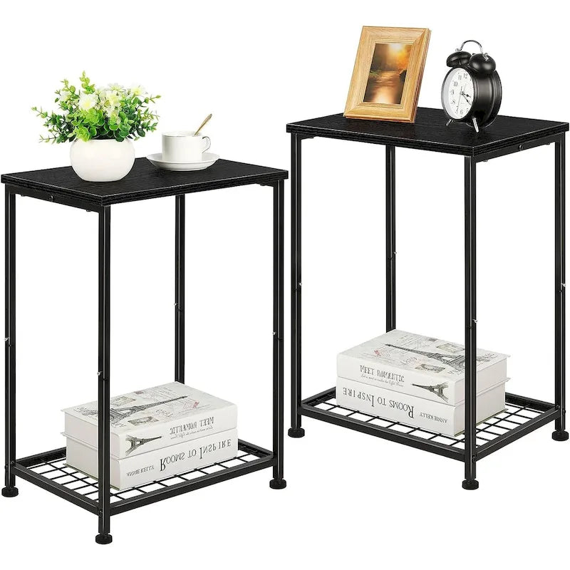 2 Tier Small End Table with Open Storage Shelf,Set of 2