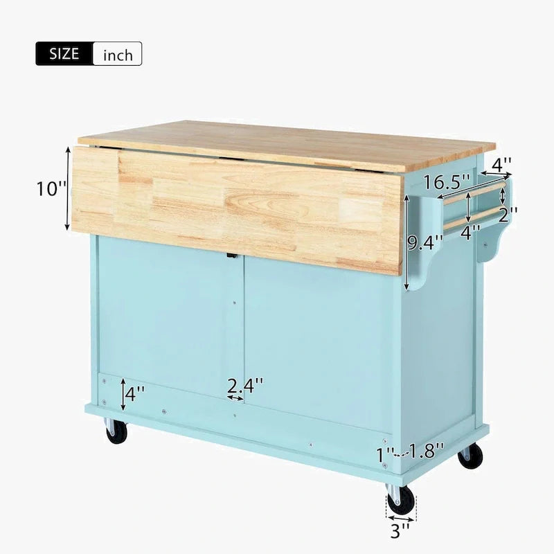 Desserte de cuisine avec plateau abattant en bois d'hévéa