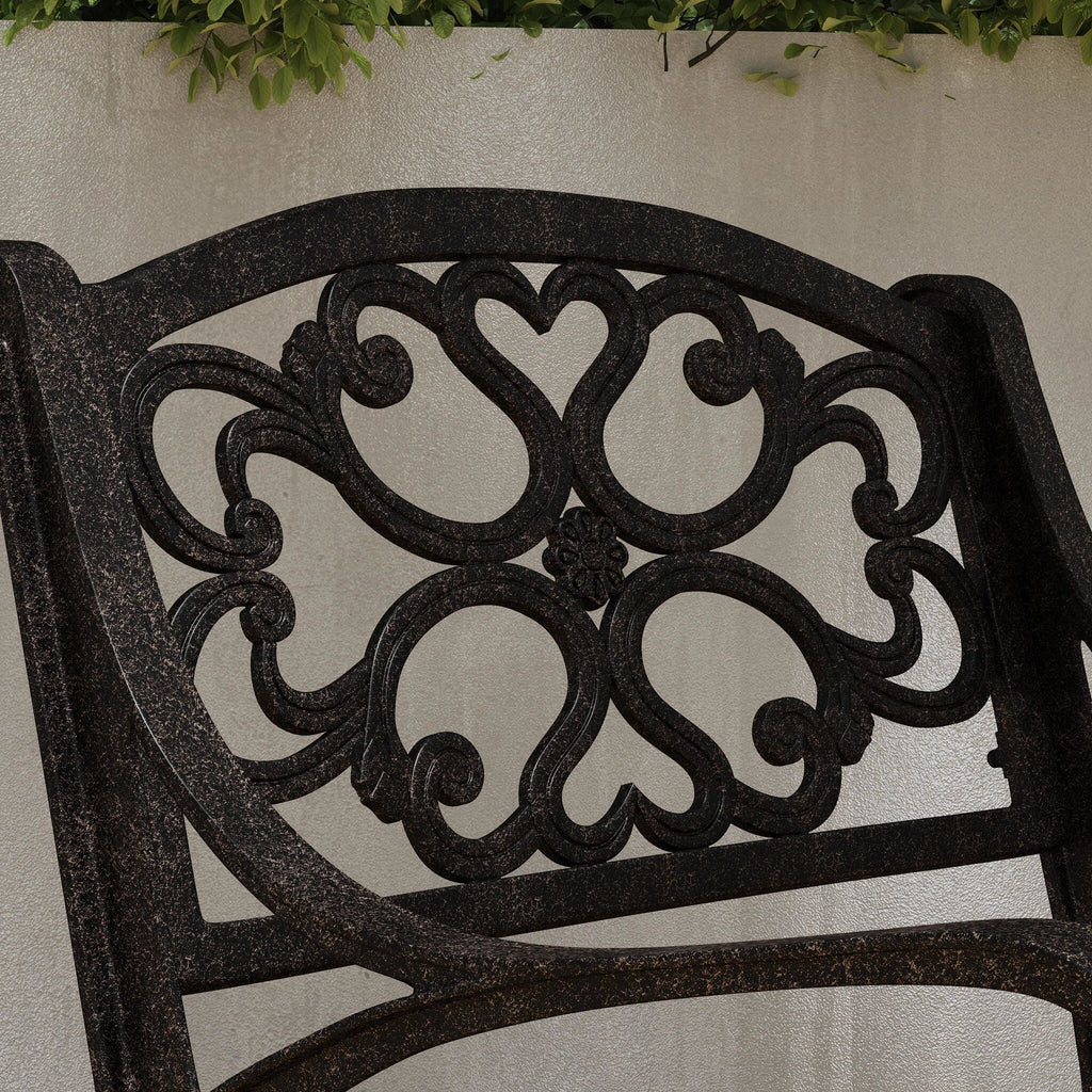 Ensemble de salle à manger d'extérieur 7 pièces en aluminium bronze Sanibel avec table à manger ovale de 72 et six fauteuils par Homestyles