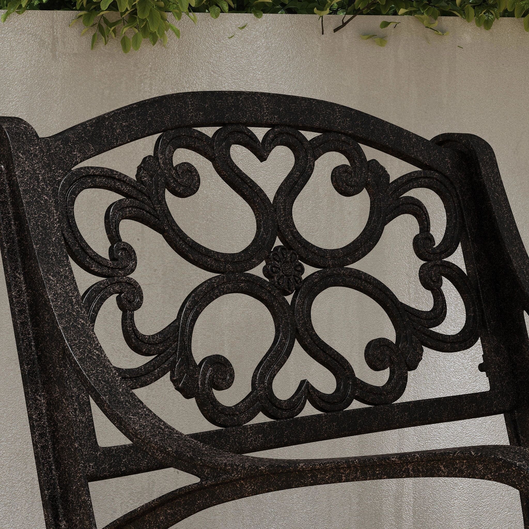 Ensemble de salle à manger d'extérieur 7 pièces en aluminium bronze Sanibel avec table à manger ovale de 72 et six fauteuils par Homestyles