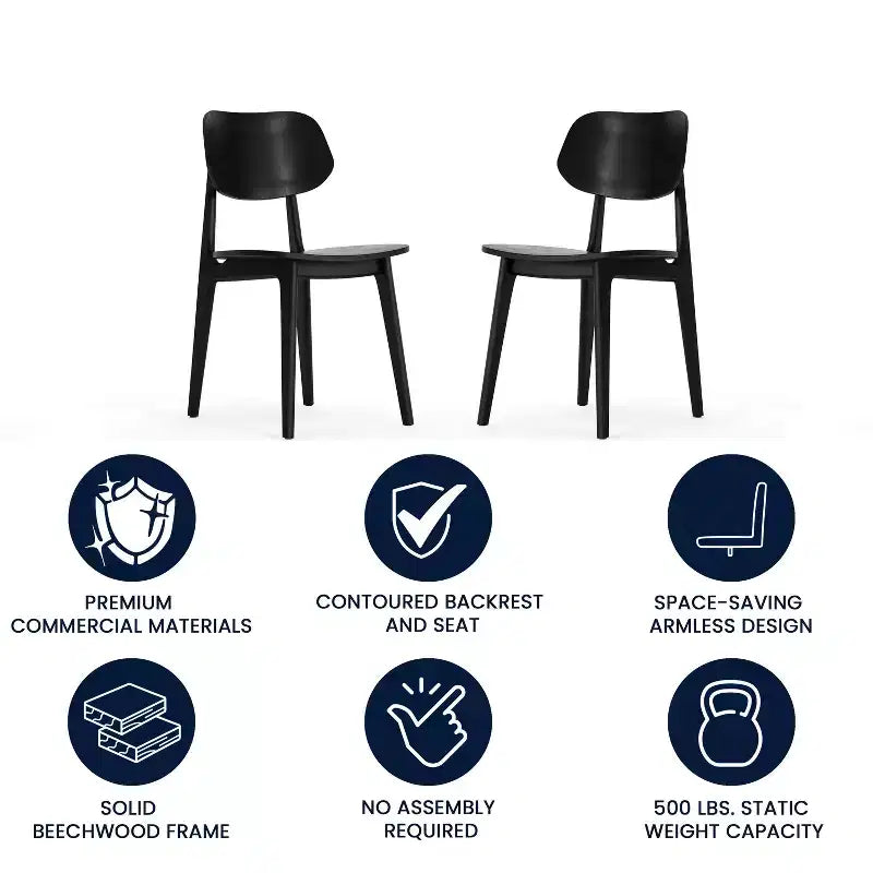 Flash Furniture Verona Lot de 2 chaises de salle à manger en bois massif de qualité commerciale avec dossiers ovales incurvés