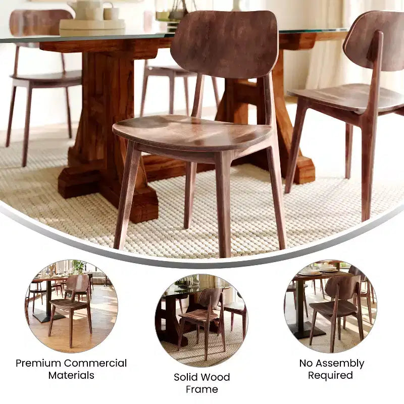 Flash Furniture Verona Lot de 2 chaises de salle à manger en bois massif de qualité commerciale avec dossiers ovales incurvés