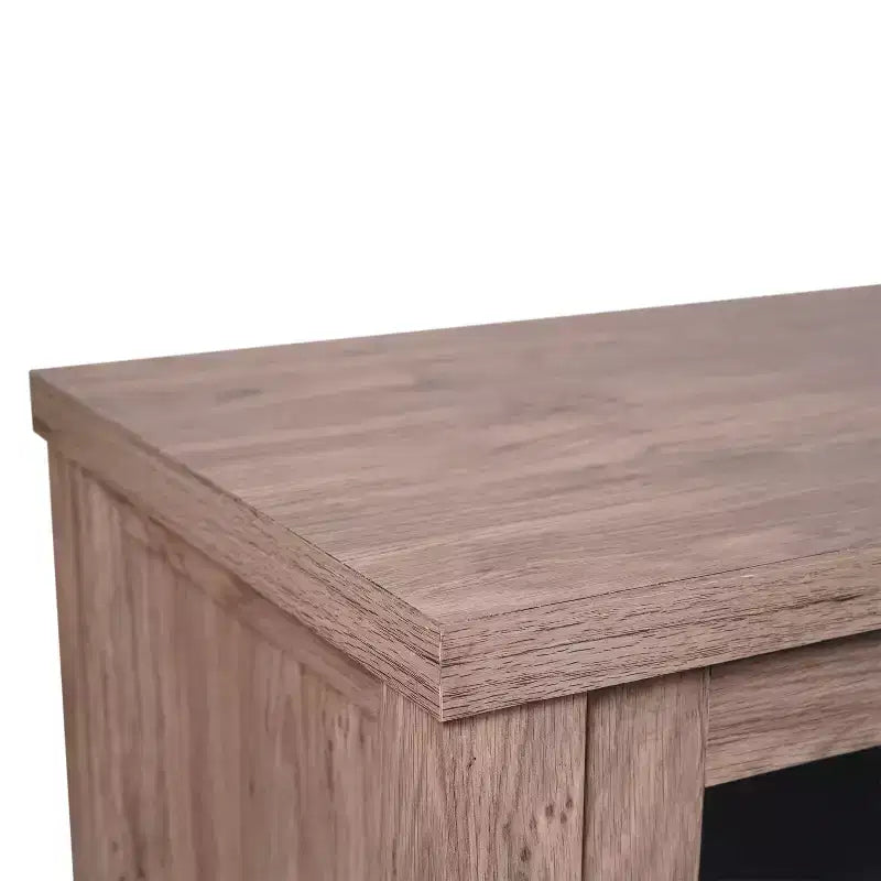 Flash Furniture Dion Buffet Moderne pour Cuisine et Salle à Manger, en Bois Usiné avec 2 Portes en Verre Trempé, 2 Tiroirs, Étagère Ouverte