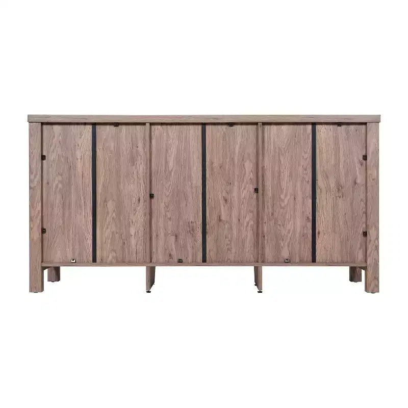 Flash Furniture Dion Buffet Moderne pour Cuisine et Salle à Manger, en Bois Usiné avec 2 Portes en Verre Trempé, 2 Tiroirs, Étagère Ouverte