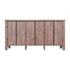 Flash Furniture Dion Buffet Moderne pour Cuisine et Salle à Manger, en Bois Usiné avec 2 Portes en Verre Trempé, 2 Tiroirs, Étagère Ouverte