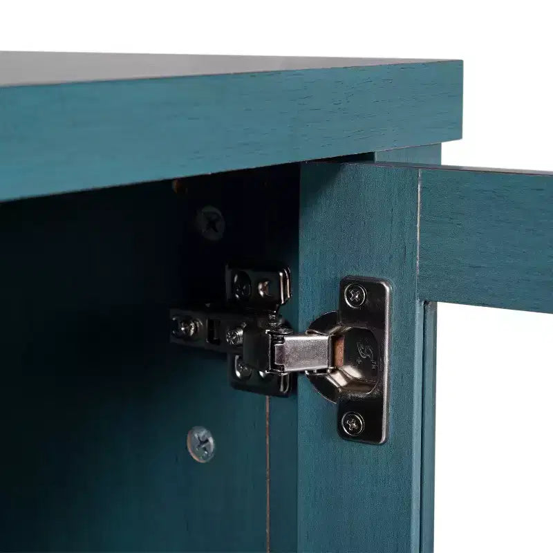 Flash Furniture Dion Buffet Moderne pour Cuisine et Salle à Manger, en Bois Usiné avec 2 Portes en Verre Trempé, 2 Tiroirs, Étagère Ouverte