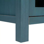 Flash Furniture Dion Buffet Moderne pour Cuisine et Salle à Manger, en Bois Usiné avec 2 Portes en Verre Trempé, 2 Tiroirs, Étagère Ouverte