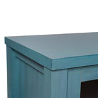 Flash Furniture Dion Buffet Moderne pour Cuisine et Salle à Manger, en Bois Usiné avec 2 Portes en Verre Trempé, 2 Tiroirs, Étagère Ouverte