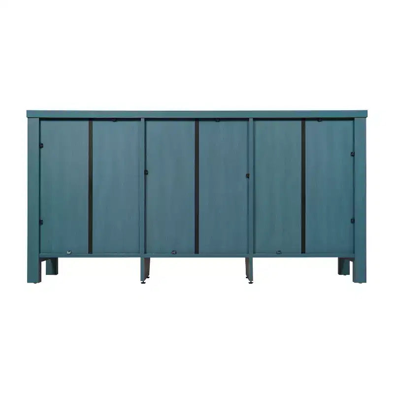 Flash Furniture Dion Buffet Moderne pour Cuisine et Salle à Manger, en Bois Usiné avec 2 Portes en Verre Trempé, 2 Tiroirs, Étagère Ouverte