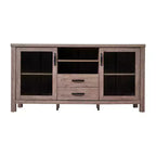 Flash Furniture Dion Buffet Moderne pour Cuisine et Salle à Manger, en Bois Usiné avec 2 Portes en Verre Trempé, 2 Tiroirs, Étagère Ouverte