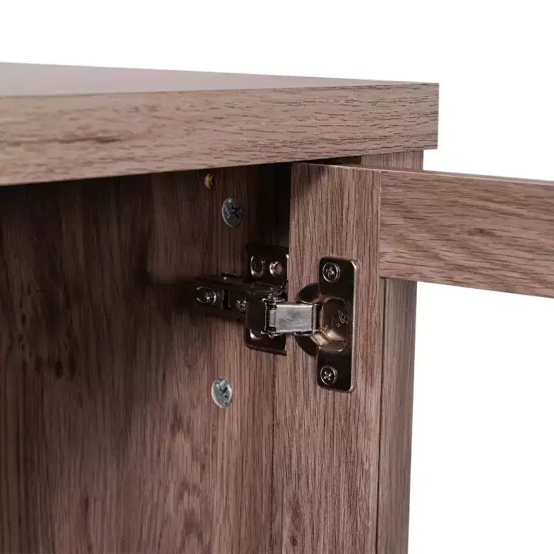 Flash Furniture Dion Buffet Moderne pour Cuisine et Salle à Manger, en Bois Usiné avec 2 Portes en Verre Trempé, 2 Tiroirs, Étagère Ouverte