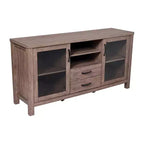 Flash Furniture Dion Buffet Moderne pour Cuisine et Salle à Manger, en Bois Usiné avec 2 Portes en Verre Trempé, 2 Tiroirs, Étagère Ouverte