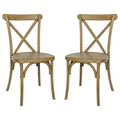 Flash Furniture HERCULES 2 Pack Commercial Indoor/Outdoor Wood Look Resin Cross Back Chair