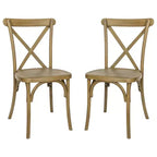 Flash Furniture HERCULES 2 Pack Commercial Indoor/Outdoor Wood Look Resin Cross Back Chair