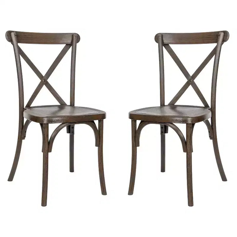 Flash Furniture HERCULES Chaise à dossier croisé en résine imitation bois, pour l'intérieur et l'extérieur, lot de 2