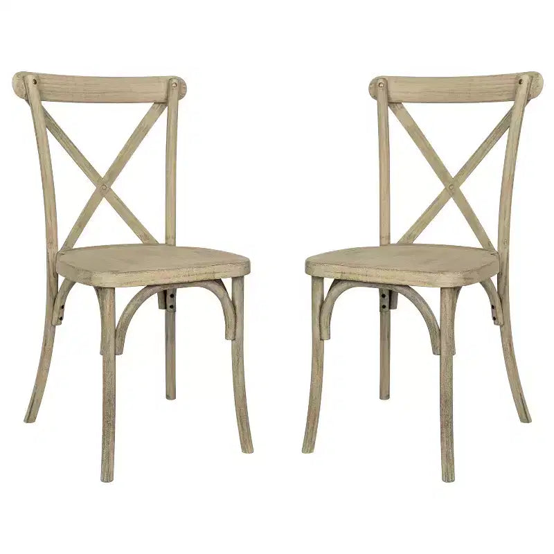 Flash Furniture HERCULES Chaise à dossier croisé en résine imitation bois, pour l'intérieur et l'extérieur, lot de 2