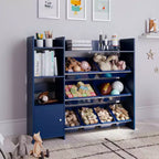Organisateur de rangement de jouets Sturdis pour enfants avec étagère à livres et 8 bacs de rangement