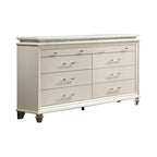Ensemble deux pièces blanc de style transitionnel (table de chevet et commode)